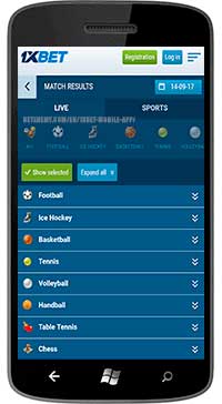 1xBet mobile version for Nigerians