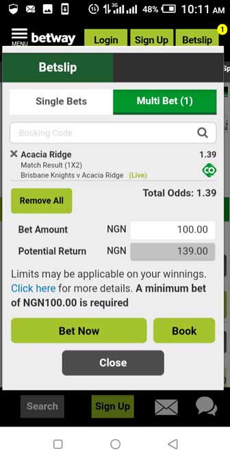 Betway anrdoid application